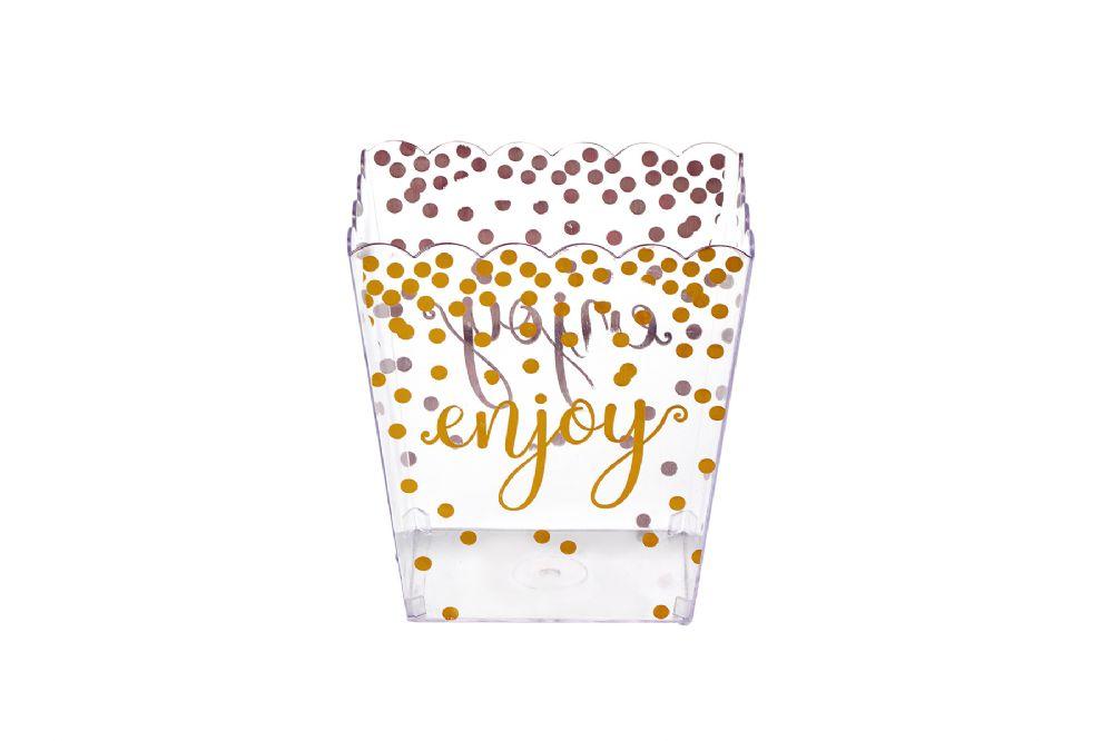 48 Wholesale Plastic Scalloped Container 6 inch - Gold image