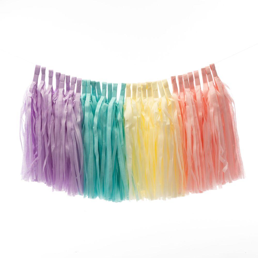 48 Wholesale Paper Tassel Garland 13 inch 32pc/seT- Pastel Mix Colors image
