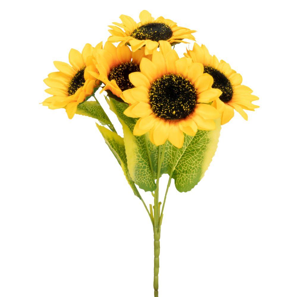 24 Wholesale Artificial Sunflower 5 Head 15 inch image