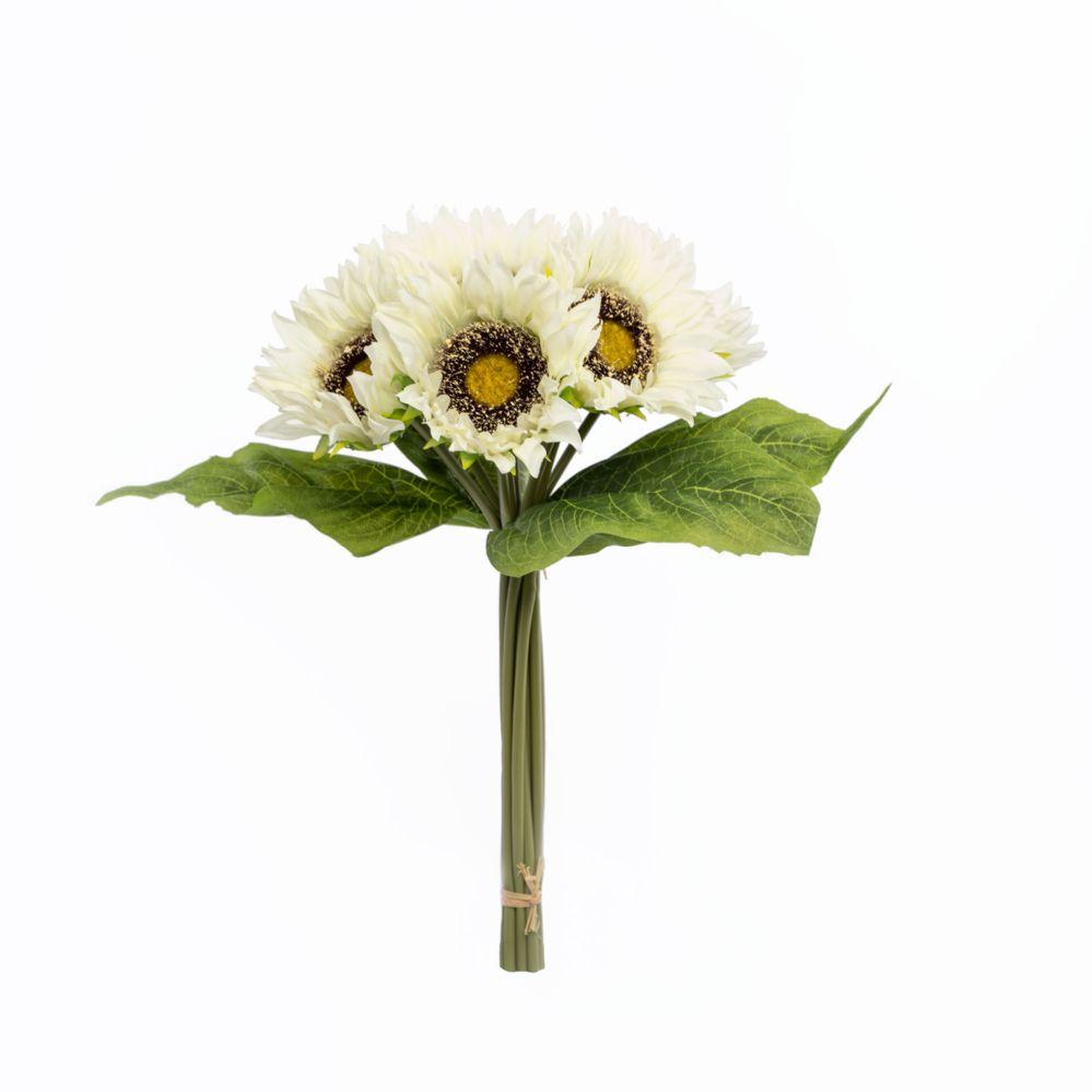 12 Wholesale Artificial Sunflower Bouquet - White image