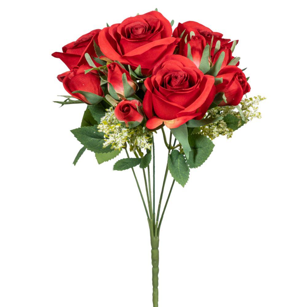 24 Wholesale Artificial Deluxe Rose Bouquet - Red image