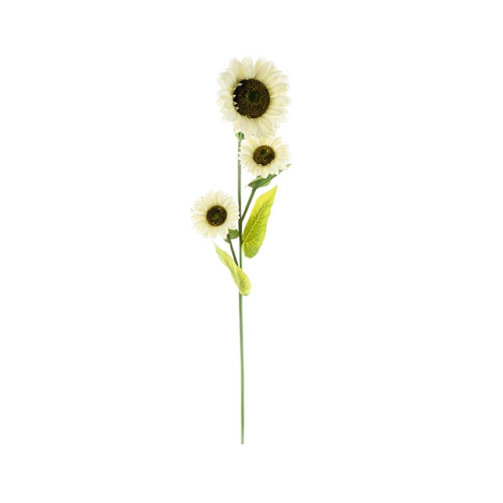 12 Wholesale Artificial Sunflower 3 Head 49 inches - White image
