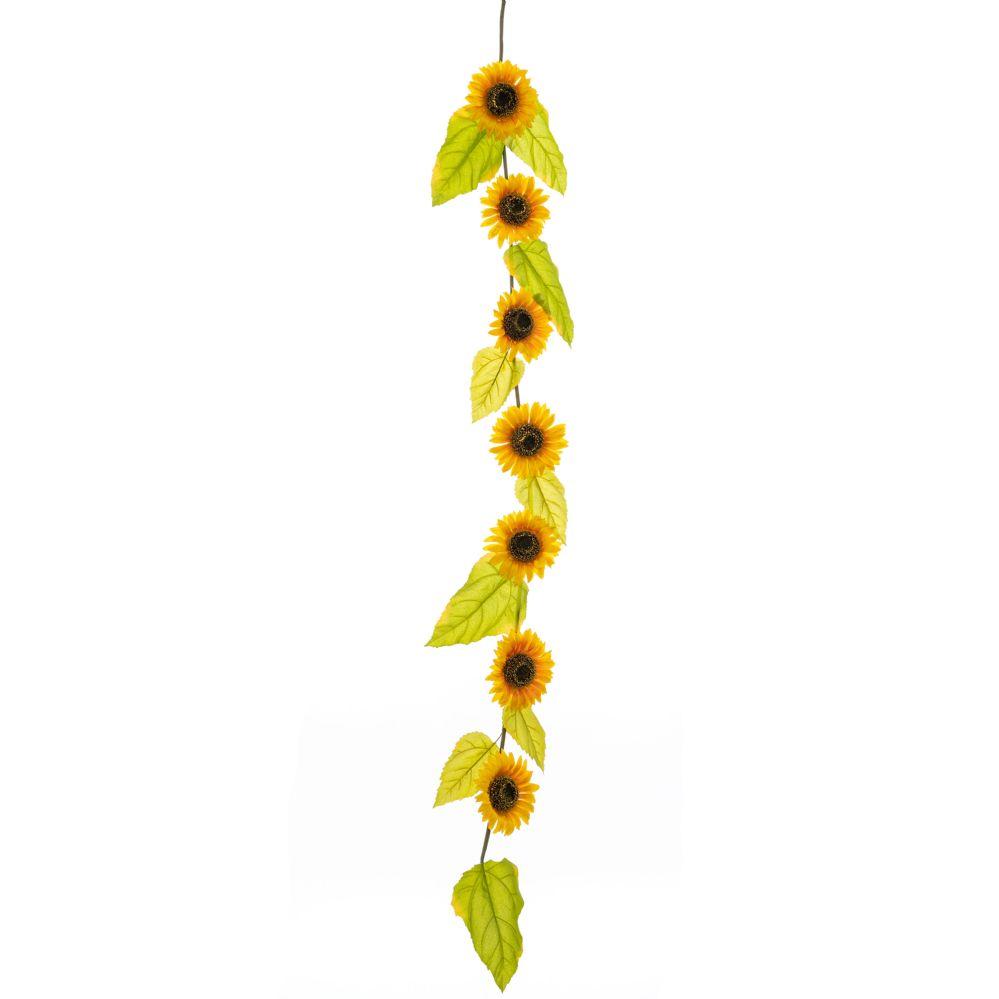 6 Wholesale Artificial Sunflower Cane Garland 75 inches image