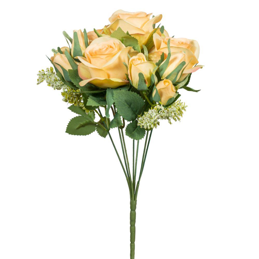 24 Wholesale Artificial Deluxe Rose Bouquet - Ivory/pink image