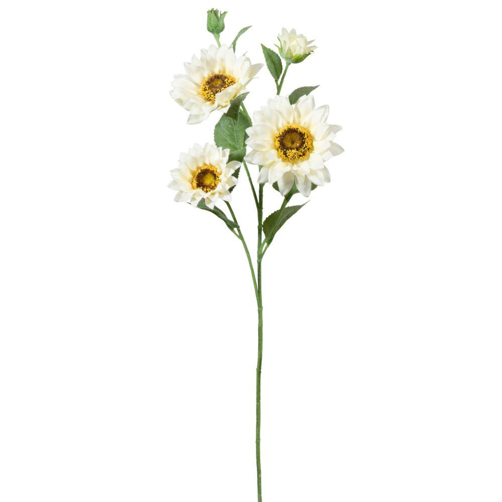 24 Wholesale Artificial Sunflower Branch - White image