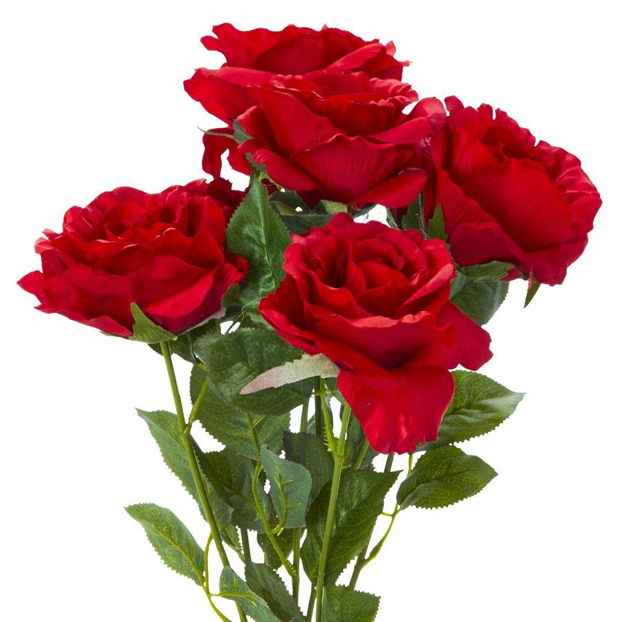 12 Wholesale Artificial Deluxe Rose Large Flower Bush - Red image