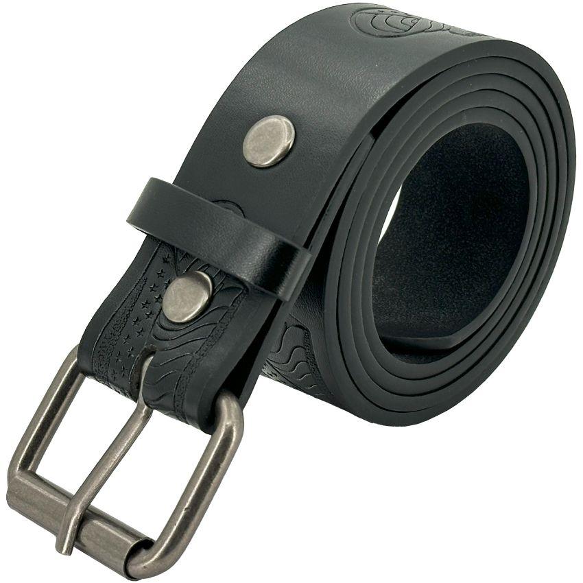 24 Wholesale Cowboy And Cowgirl Western Belts - Eagle Engraved Black Color image