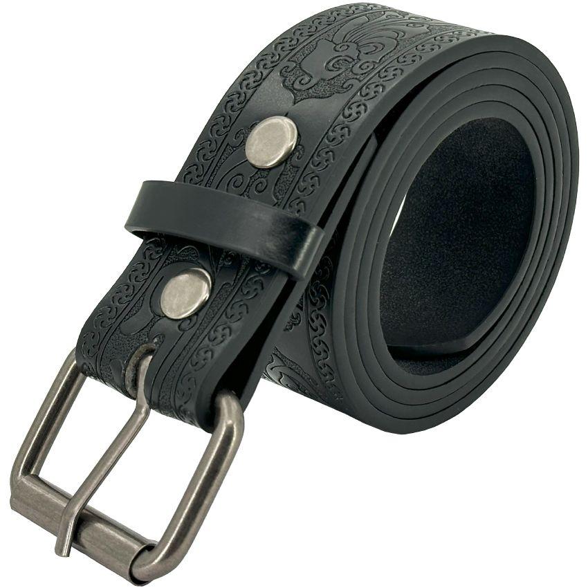 24 Wholesale Western Belts For Women And Men - Flower Engraved Black Color image