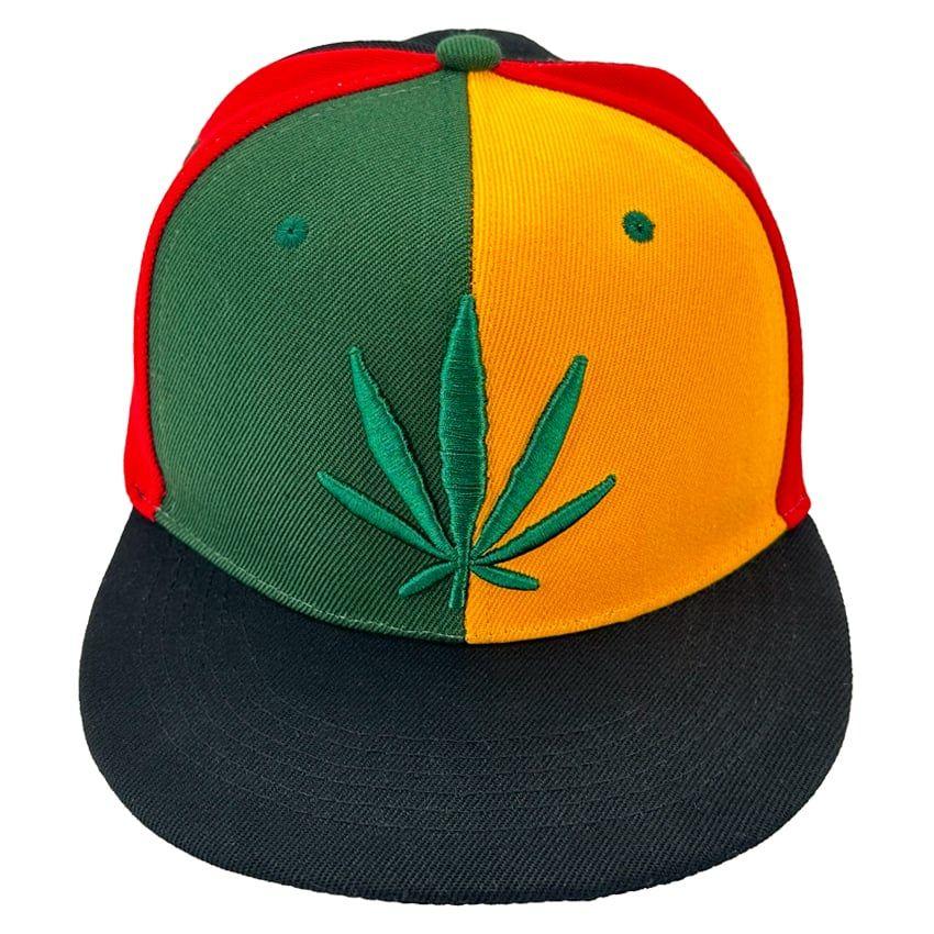 24 Wholesale Marijuana Leaf Embroidered Snapback Cap image