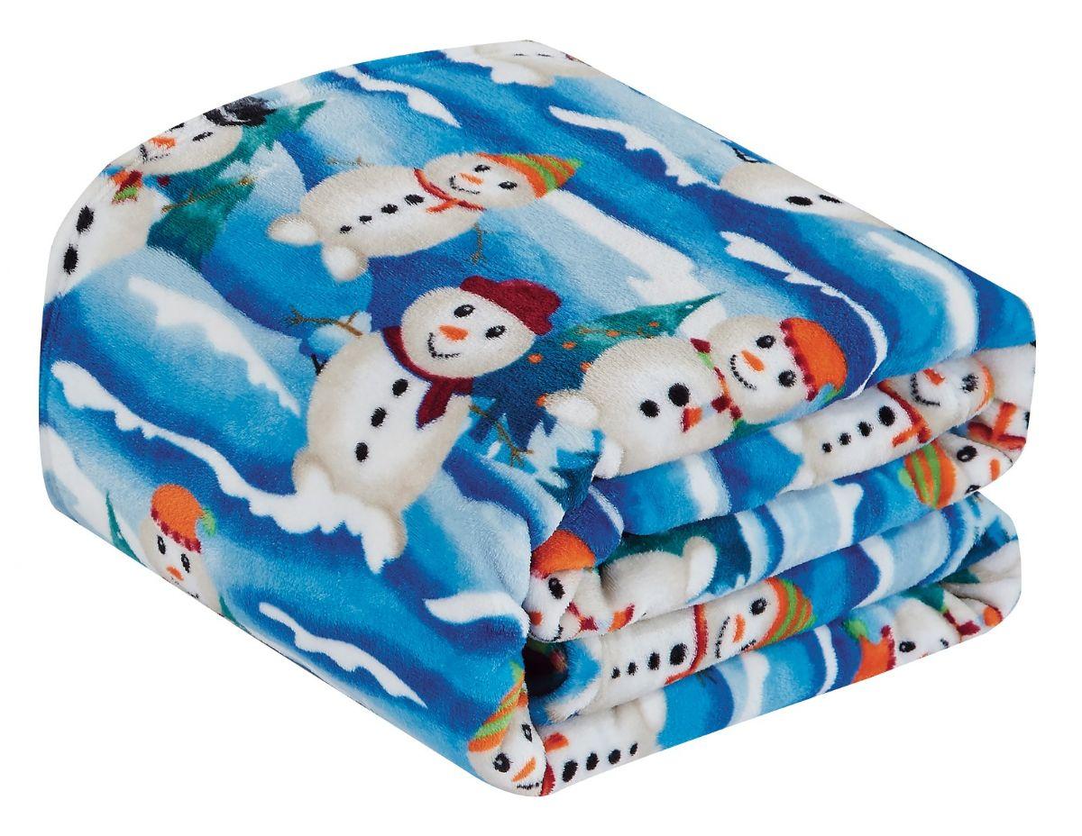 12 Wholesale Micro Plush Warm Fleece Holiday Throw Blanket 50 X 60 White Snow Man image