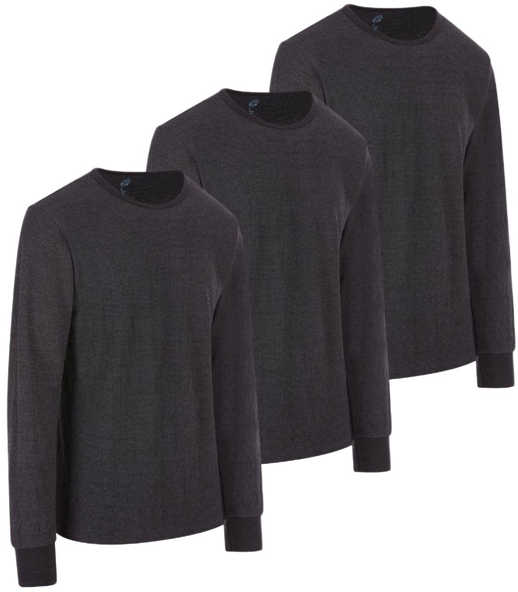 60 Wholesale Men's Thermal Long Sleeve Shirt In Gray Size Medium image