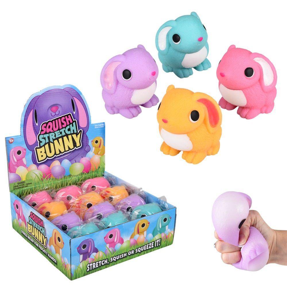 96 Wholesale Squish And Stretch Easter Bunny 3.25 Inch image