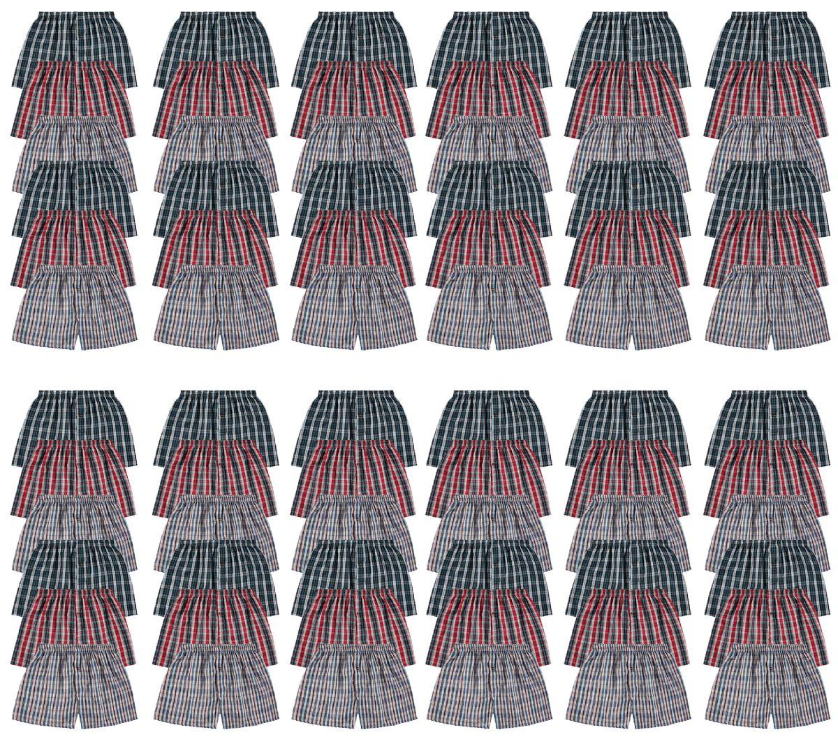 72 Wholesale Mens Woven Plaid Boxer Shorts Size Small image