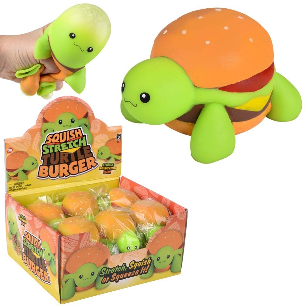72 Wholesale 4 inch Squish And Stretch Turtle Burger 12ct image