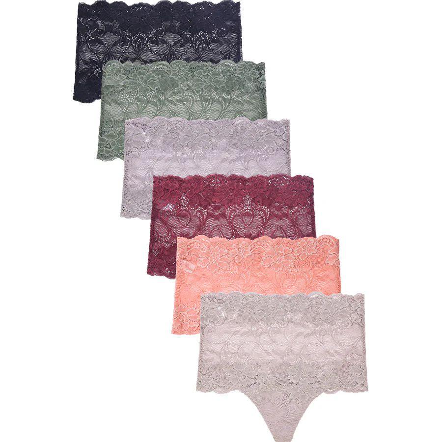 432 Wholesale Mamia Ladies High Waist Lace Thong Panty image