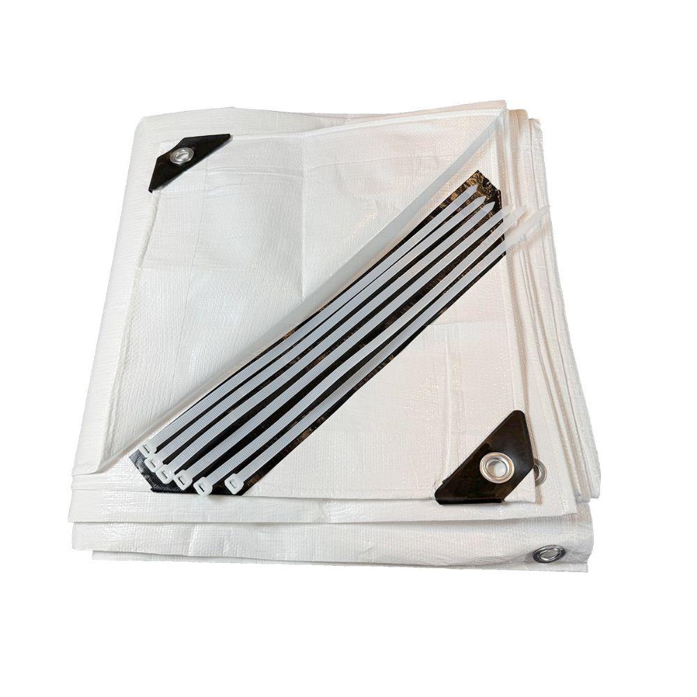 6 Wholesale Tarp 12 X 20 Ft White Heavy Duty 160 Gsm image