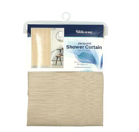 24 Wholesale Bh Shower Curtain +hooks71x71in Beige_pe image