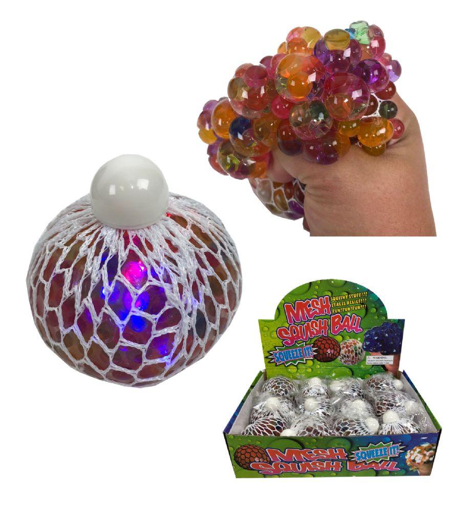 12 Wholesale 4 inch Light Up Squeeze Mesh BalL- Asst. image