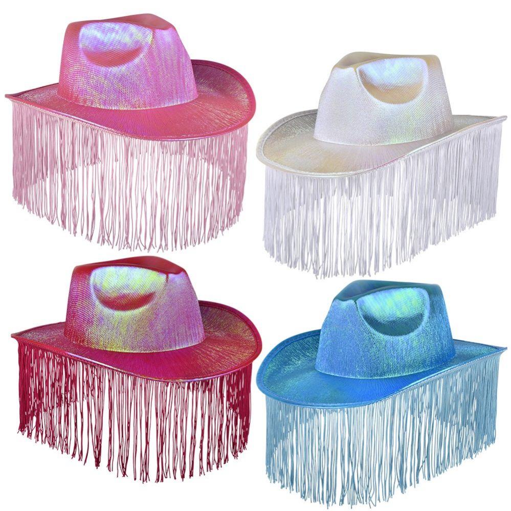 48 Wholesale Colorful Cowgirl Hat With Tinsel 48ct image