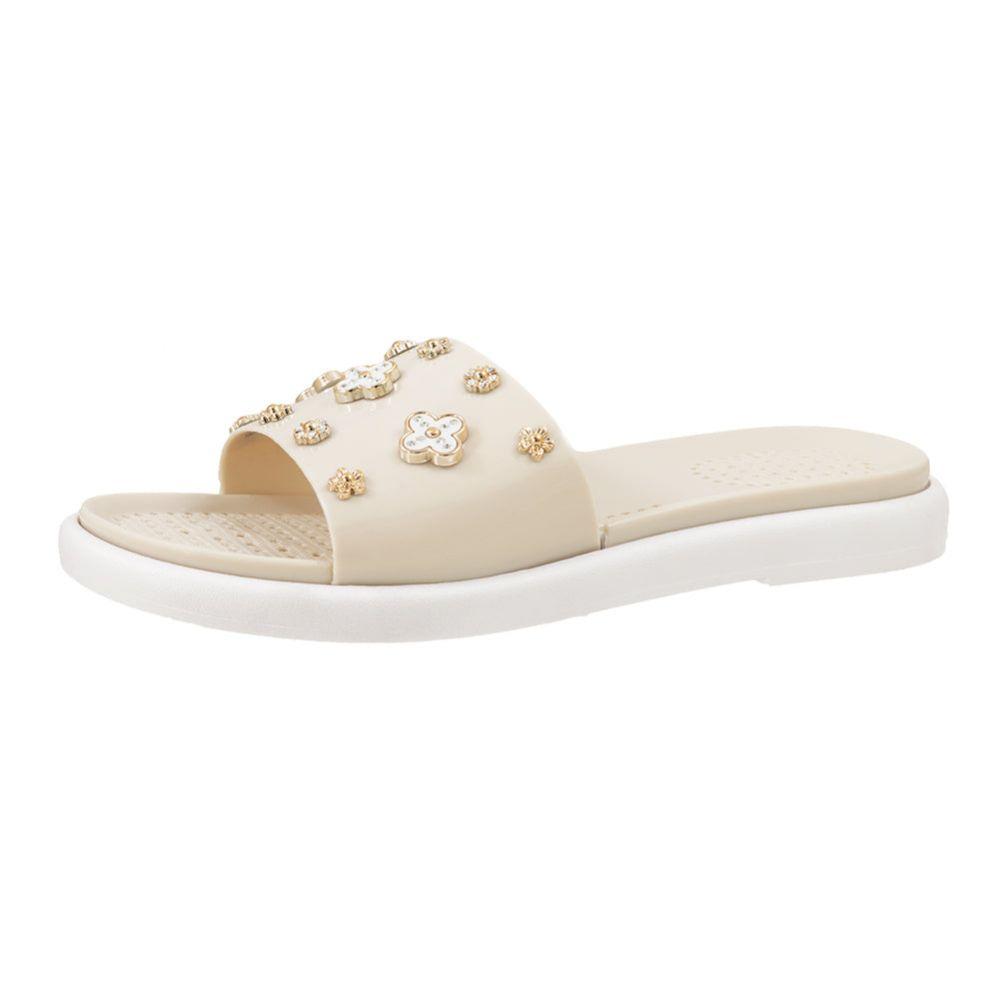 15 Wholesale Women's Flower Charms Slide Sandal Bone image