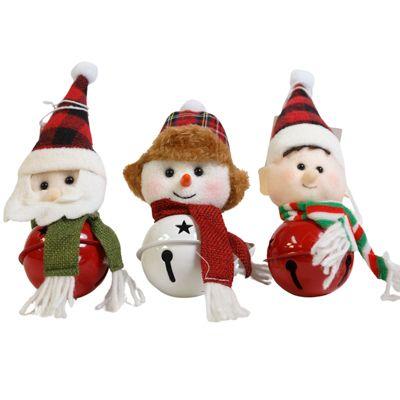 24 Wholesale Ornament Jingle Bell Figurine 3 Asst Santa/ Elf/ Snowman 6in H image