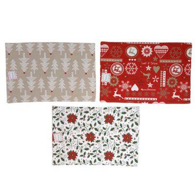 24 Wholesale Placemat Christmas 3 Ast 13x19in Xmas Ht/ Jhook image