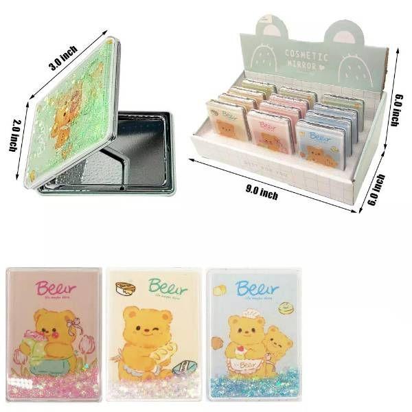 48 Wholesale Bear Pocket Mirror 12pc/disp image