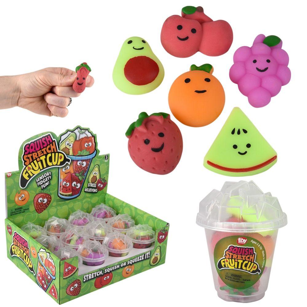 144 Wholesale 144 Wholesale Squishy Stretchy 6pc Fruit Cup 12ct - WSD image