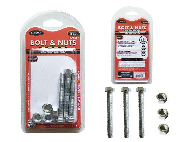 96 Wholesale Bolt & Nuts 95gm Net 8x60mm 3pc 5/16x2 3/8in image