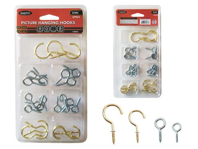 96 Wholesale Picture Hanging Hook 31pc Approx image