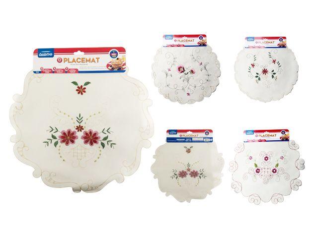 288 Wholesale Placemat Embroidered 1pc 15inchdia 6asst Design image