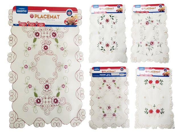 288 Wholesale Placemat Embroidered 1pc 11' X16.9inch 6asst Design image