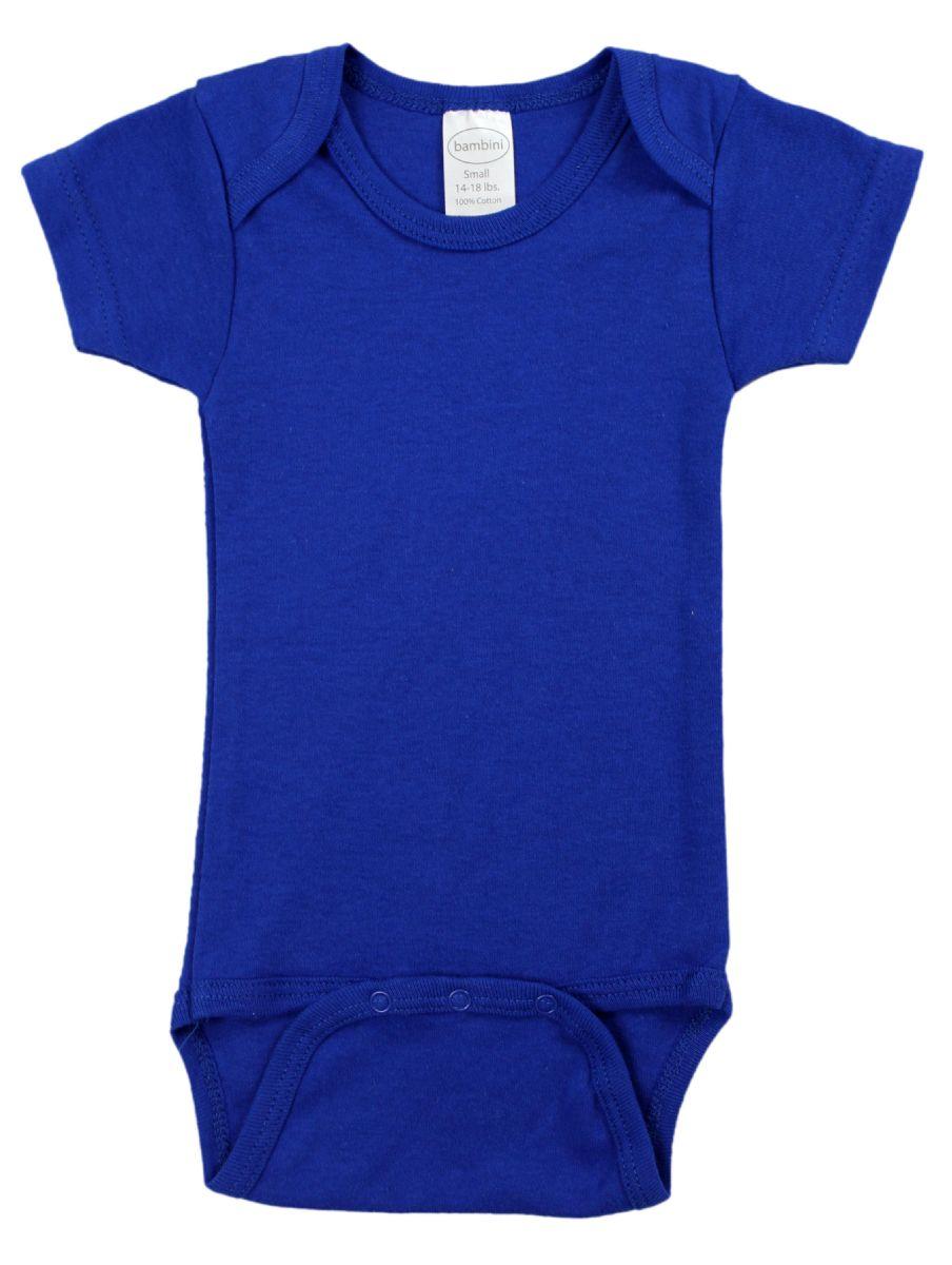 24 Wholesale Royal Blue Interlock Short Sleeve Bodysuit Onezies Large image