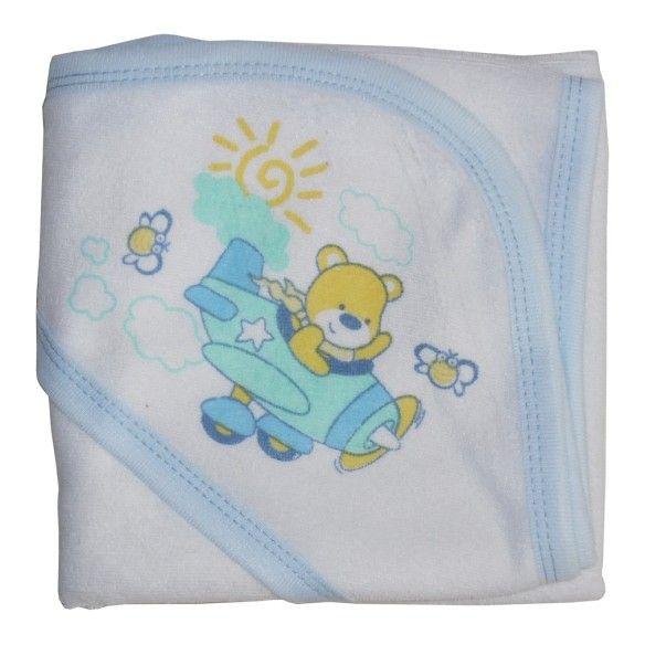 36 Wholesale Terry Hooded Bath Towel Blue image