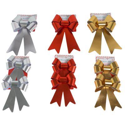 36 Wholesale Bow Metallic Single 6x10 Or 2pk 5.5 X 8in Red/ Gold/ Silver Xmas Tcd image