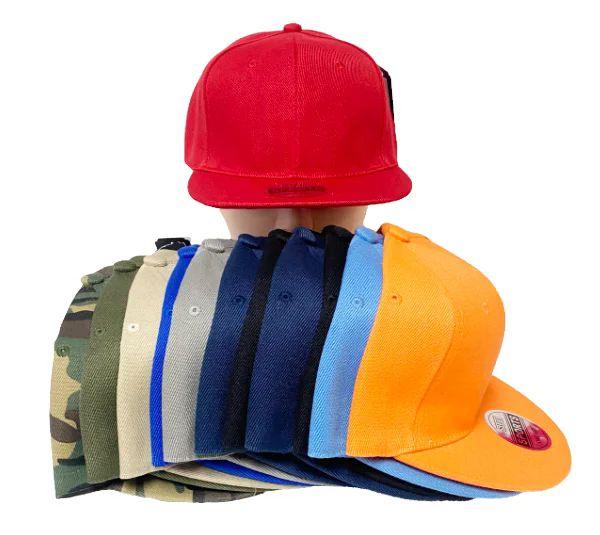 12 Wholesale Plain FlaT-Bill Hats 12pc image