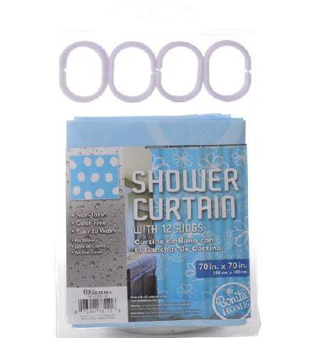 72 Wholesale Bh Shower Curtain+hooks 70x70in Flowers Peva image
