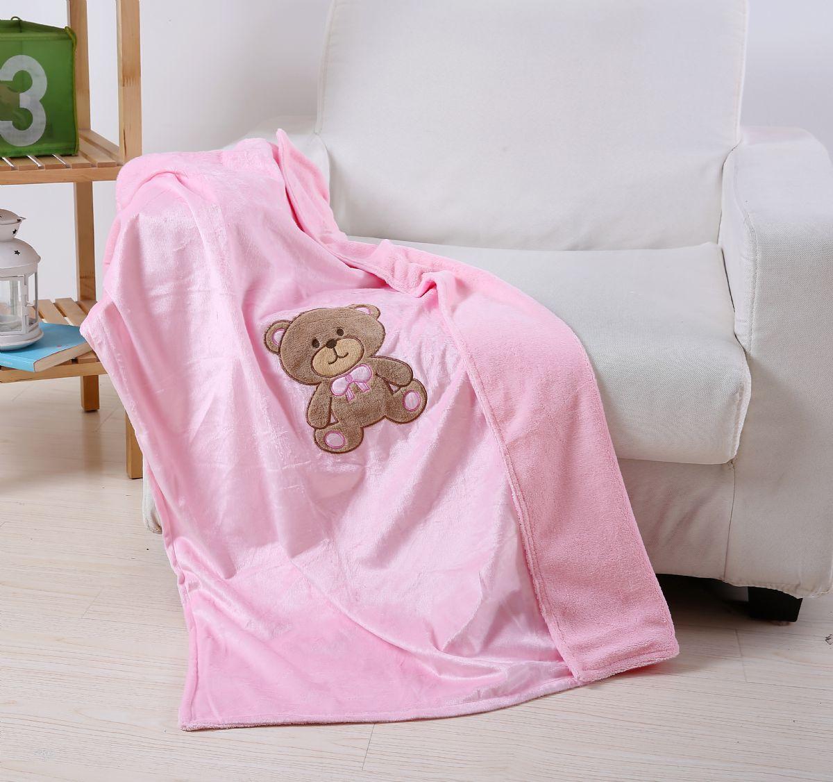 24 Wholesale Pink Teddy Bear Baby Blanket image