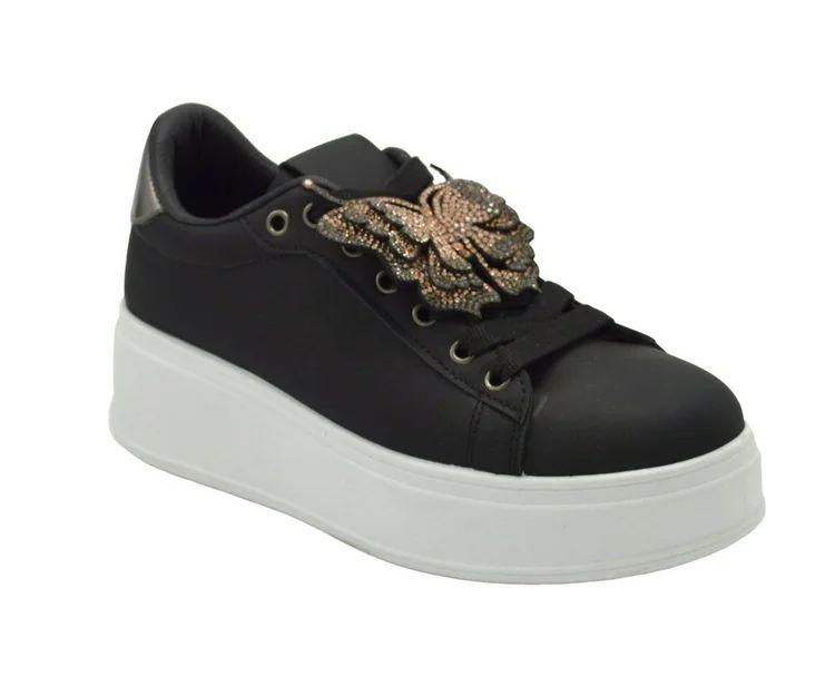 12 Wholesale Womens Sneakers In Black Sizes 6-10 image