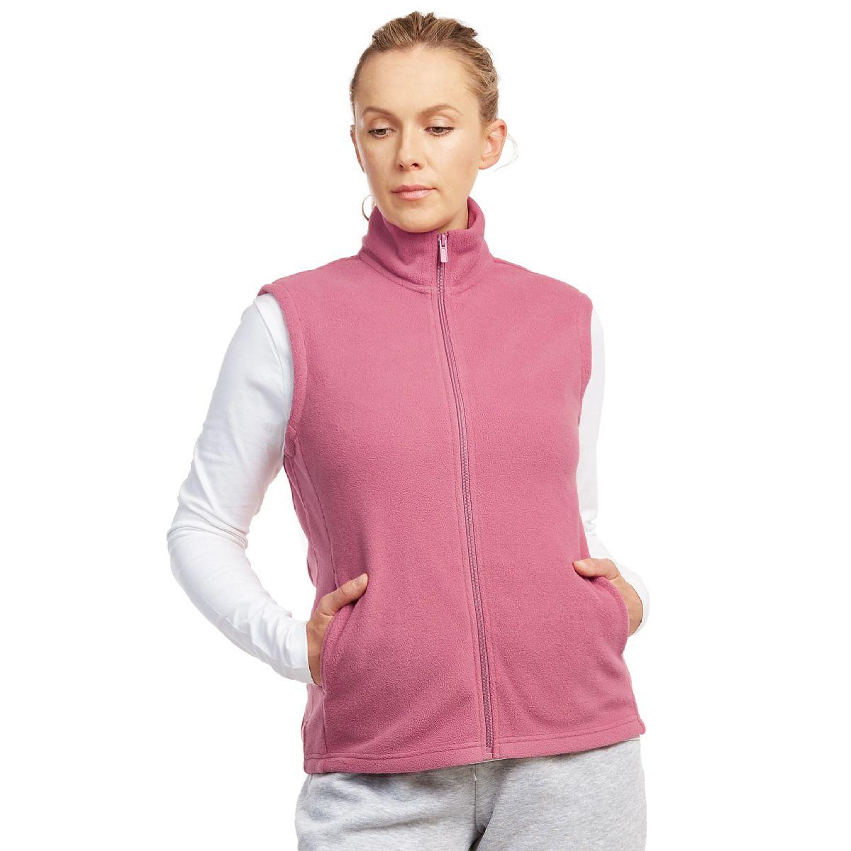 12 Wholesale Sofra Ladies Polar Fleece Vest D. Rose Small image