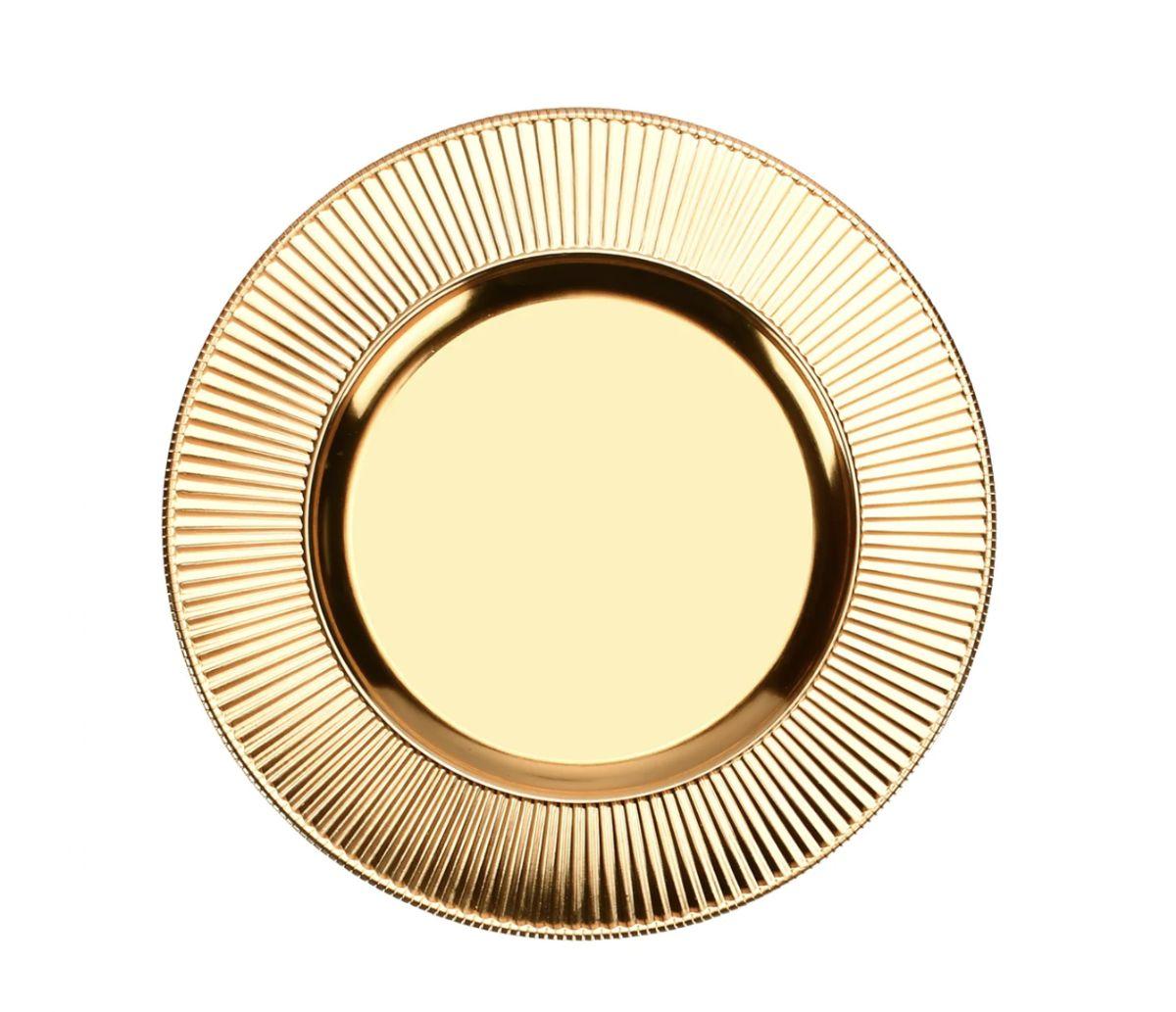 24 Wholesale Plastic Charger Plate 13in Gold Plain image