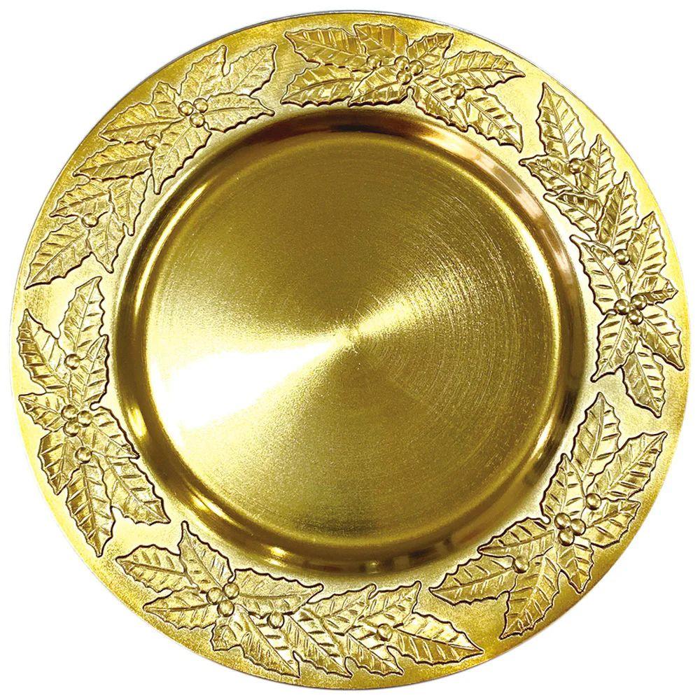 24 Wholesale Plastic Charger Plate 13in Gold Leaf image
