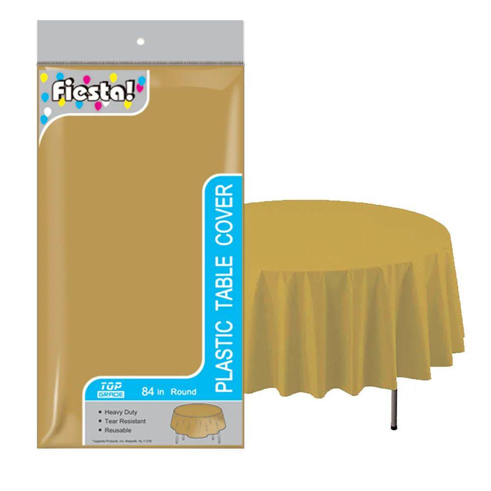 48 Wholesale Plastic Table Cover Round Gold image