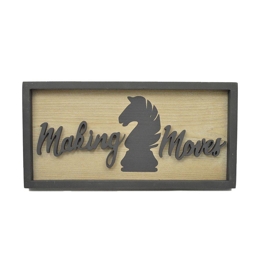 4 Wholesale 24"x10"MAKING MOVES-BLACK APPLIQUE PRINT FRAMED MDF WALL SIGN image