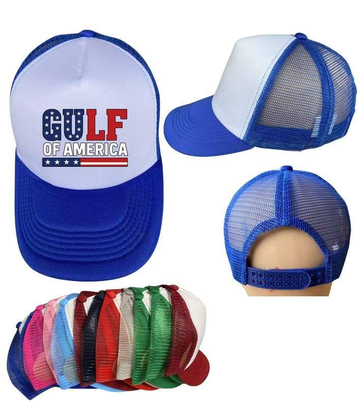 12 Wholesale "gulf Of America" Stars & Stripes Mesh Trucker Hats - Assorted image