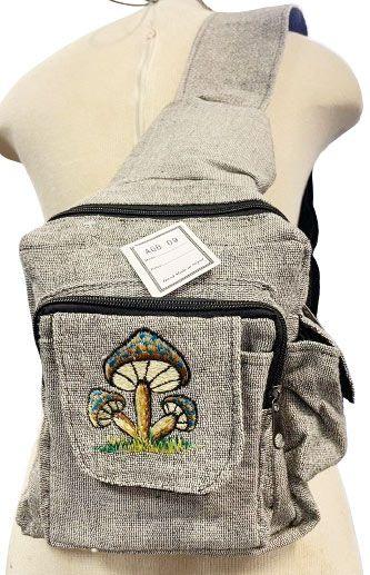 5 Wholesale Handmade Cotton Sling Bags - Three Mushrooms image