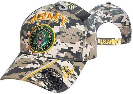 12 Wholesale Officially Licensed Us Army Baseball Caps - Military Camo image