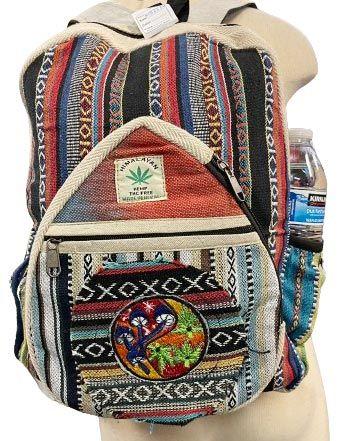 5 Wholesale Himalayan Hemp Nepal Handmade Backpacks - Yin Yang Mushroom/leaf Design image