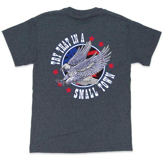 12 Wholesale "try That In A Small Town" Eagle Graphic T-Shirts - Dark Heather image