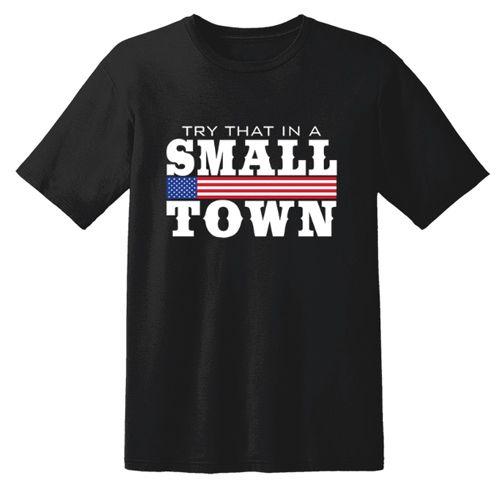 12 Wholesale "try That In A Small Town" Flag Banner T-Shirts - Black Xxl image
